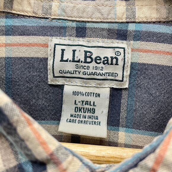 Vintage LL Bean Mens Plaid Button Down Shirt Large Tall Vintage Plaid Mens Shirt - Picture 5 of 15